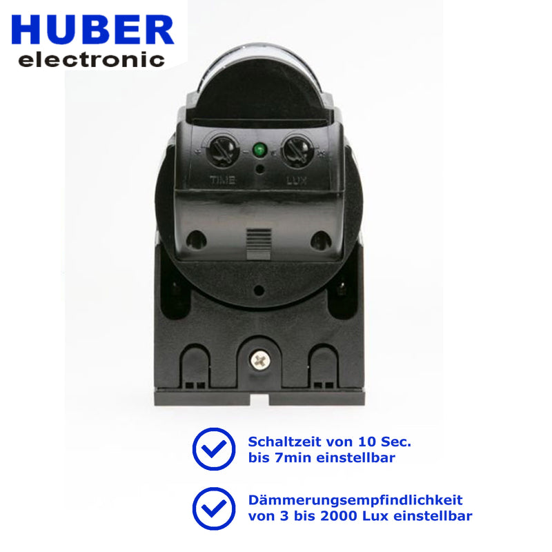 HUBER Motion 1 Infrarot Bewegungsmelder 180° Innen/Außen Bewegungssensor IP44 I 230V Bewegungsmelder LED geeignet, horizontal/vertikal verstellbar, schwarz